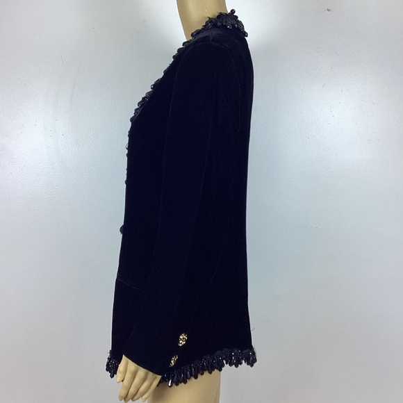 VINTAGE Sahsa Saks 5th Ave  Black Velvet  Beaded  Formal Evening Jacket 12 - Picture 3 of 9